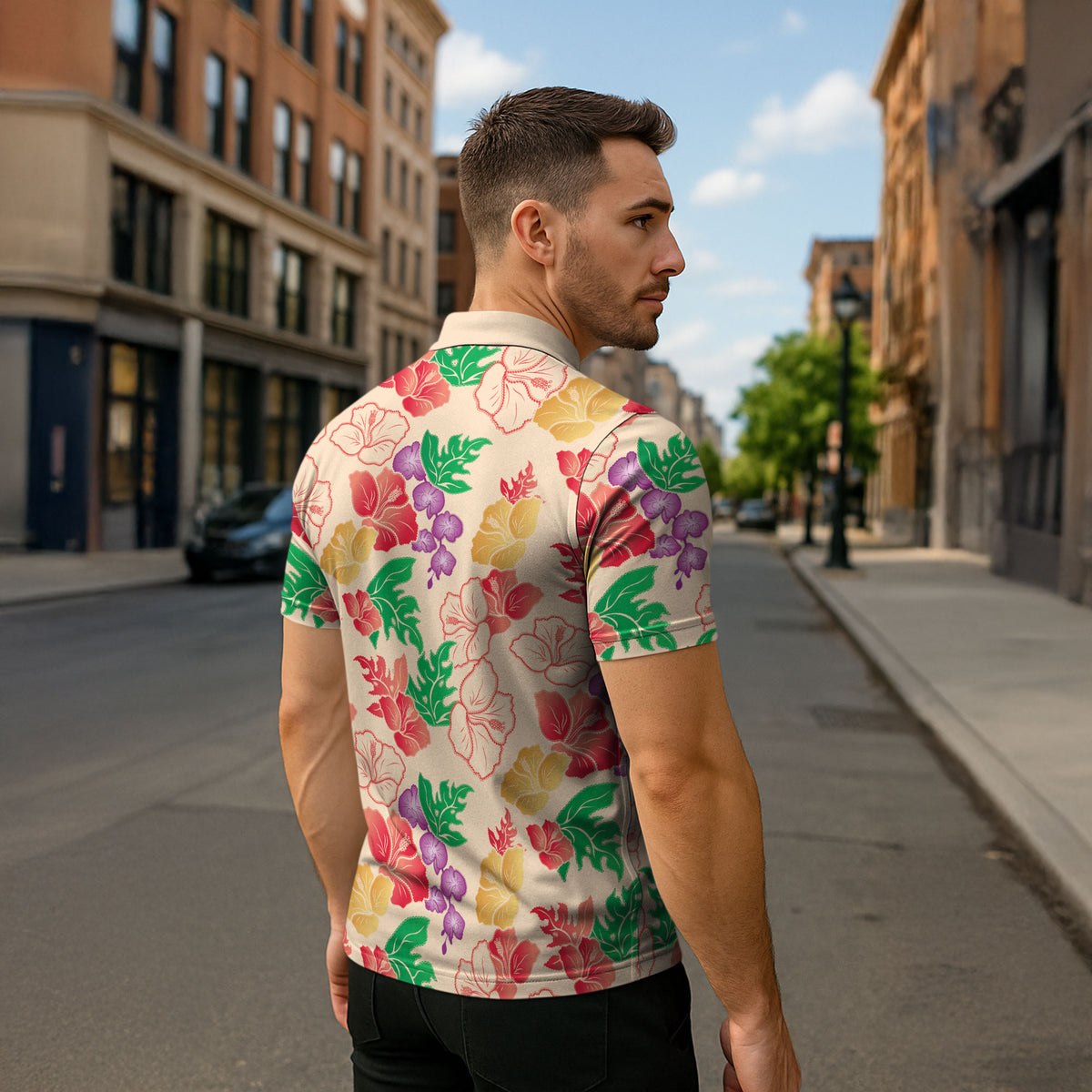 Colorful Aloha Hawaii Hibiscus Orchid Seamless Zipper Polo Shirt LT14 - Polynesian Pride