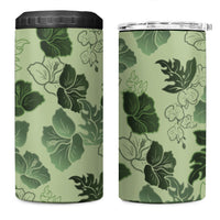Vesuvian Green Aloha Hawaii Hibiscus Orchid Seamless 4 in 1 Can Cooler Tumbler LT14 One Size: 16 oz Green - Polynesian Pride