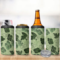 Vesuvian Green Aloha Hawaii Hibiscus Orchid Seamless 4 in 1 Can Cooler Tumbler LT14 - Polynesian Pride