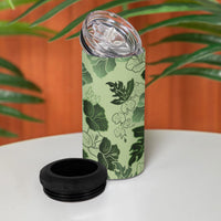 Vesuvian Green Aloha Hawaii Hibiscus Orchid Seamless 4 in 1 Can Cooler Tumbler LT14 - Polynesian Pride