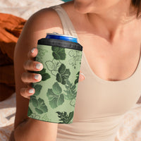Vesuvian Green Aloha Hawaii Hibiscus Orchid Seamless 4 in 1 Can Cooler Tumbler LT14 - Polynesian Pride
