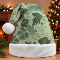 Vesuvian Green Aloha Hawaii Hibiscus Orchid Seamless Christmas Santa Hat LT14