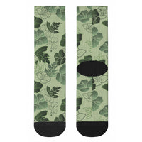 Vesuvian Green Aloha Hawaii Hibiscus Orchid Seamless Crew Socks LT14 - Polynesian Pride