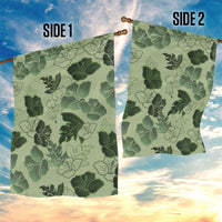 Vesuvian Green Aloha Hawaii Hibiscus Orchid Seamless Garden Flag
