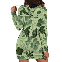 Vesuvian Green Aloha Hawaii Hibiscus Orchid Seamless Hoodie Dress LT14 - Polynesian Pride