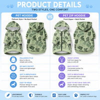 Vesuvian Green Aloha Hawaii Hibiscus Orchid Seamless Pet Hoodie