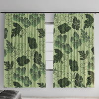 Vesuvian Green Aloha Hawaii Hibiscus Orchid Seamless Window Curtain