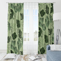 Vesuvian Green Aloha Hawaii Hibiscus Orchid Seamless Window Curtain