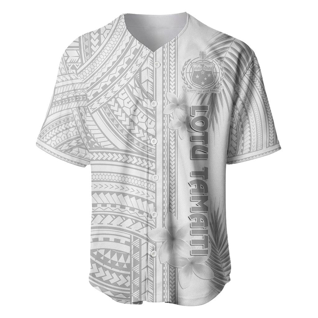 Samoa White Sunday Baseball Jersey Manuia le Aso Sa o Tamaiti Polynesian Plumeria LT14 White - Polynesian Pride