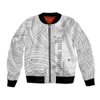 Samoa White Sunday Bomber Jacket Manuia le Aso Sa o Tamaiti Polynesian Plumeria LT14 Unisex White - Polynesian Pride