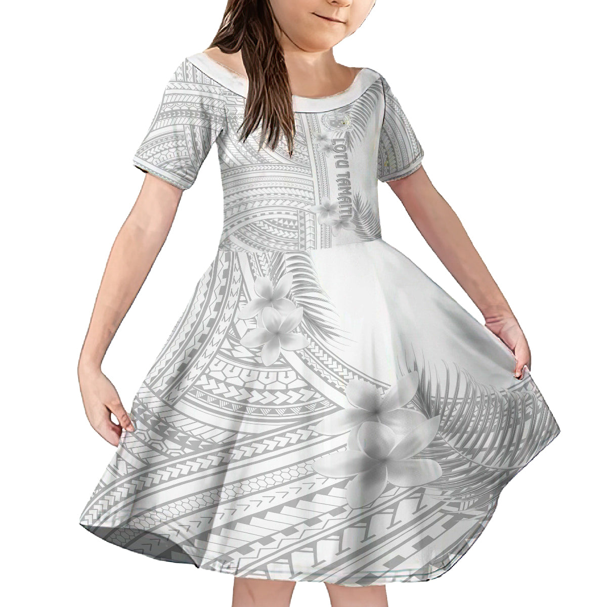 Samoa White Sunday Kid Short Sleeve Dress Manuia le Aso Sa o Tamaiti Polynesian Plumeria LT14 KID White - Polynesian Pride