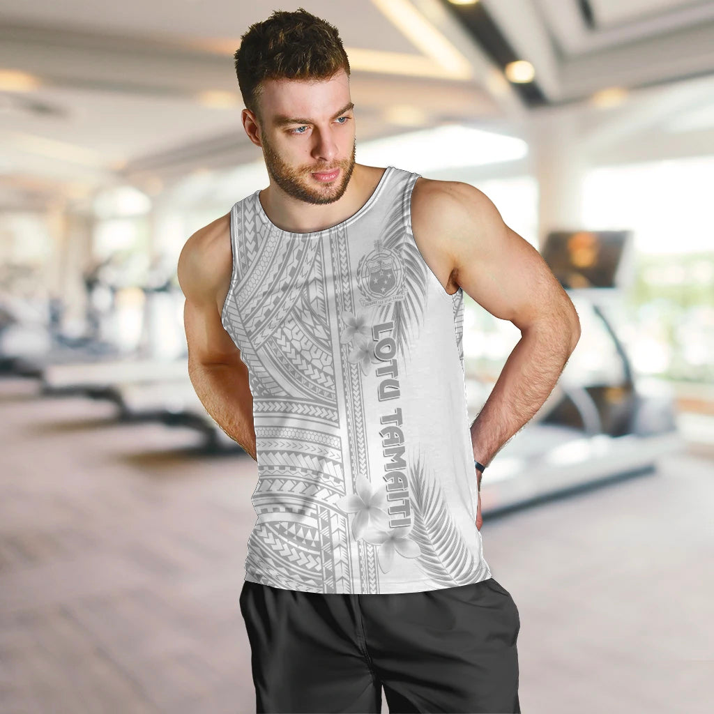 Samoa White Sunday Men Tank Top Manuia le Aso Sa o Tamaiti Polynesian Plumeria LT14 - Polynesian Pride
