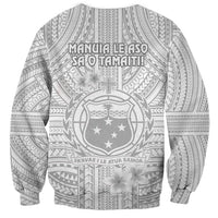 Samoa White Sunday Sweatshirt Manuia le Aso Sa o Tamaiti Polynesian Plumeria LT14 - Polynesian Pride