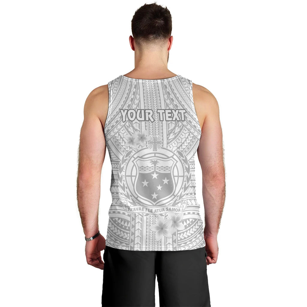 Personalised Samoa White Sunday Men Tank Top Manuia le Aso Sa o Tamaiti Polynesian Plumeria LT14 - Polynesian Pride