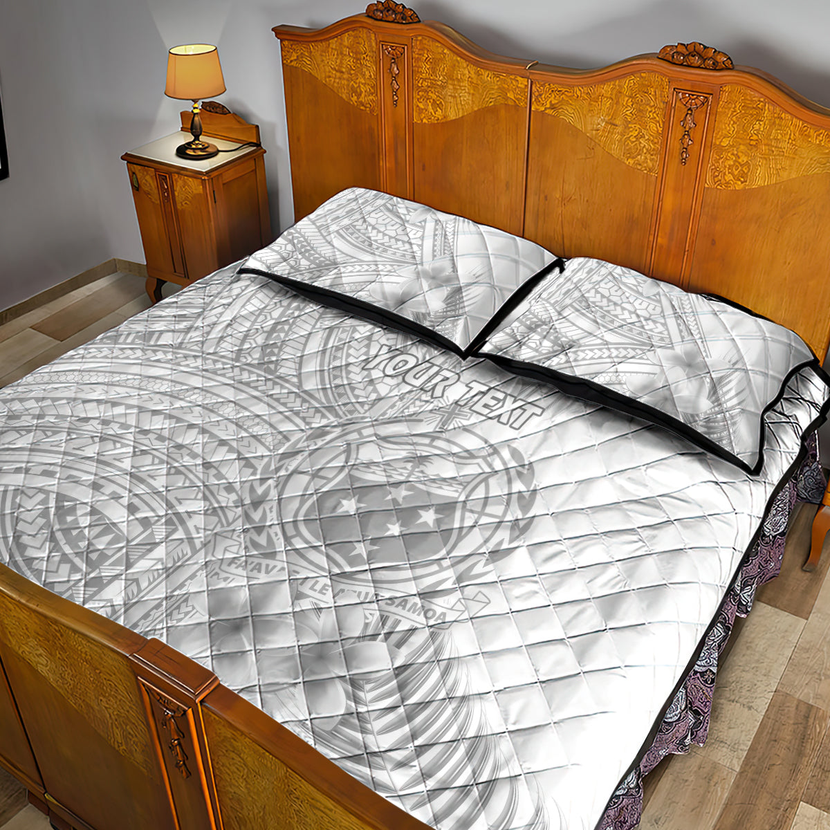 Personalised Samoa White Sunday Quilt Bed Set Manuia le Aso Sa o Tamaiti Polynesian Plumeria LT14 - Polynesian Pride