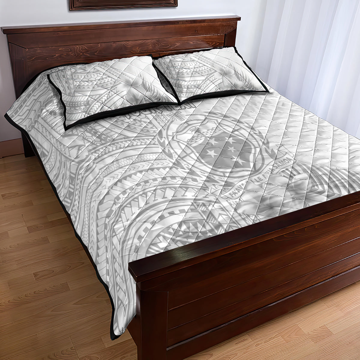 Personalised Samoa White Sunday Quilt Bed Set Manuia le Aso Sa o Tamaiti Polynesian Plumeria LT14 - Polynesian Pride