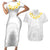 Samoa White Sunday Couples Matching Short Sleeve Bodycon Dress and Hawaiian Shirt Lotu Tamaiti 2023 With Coat Of Arms LT14 White - Polynesian Pride