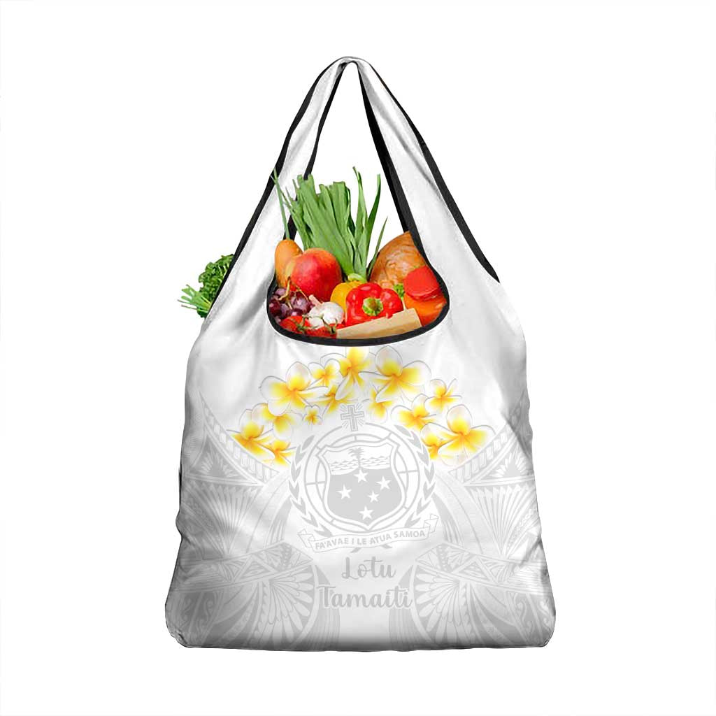 Samoa White Sunday Grocery Bag Lotu Tamaiti Coat Of Arms LT14 1-pack One Size White - Polynesian Pride