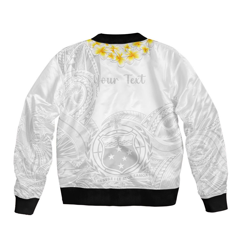 Personalised Samoa White Sunday Bomber Jacket Lotu Tamaiti 2023 With Coat Of Arms LT14 - Polynesian Pride