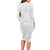 Polynesia White Sunday Long Sleeve Bodycon Dress Polynesian Pattern With Tropical Flowers LT14 - Polynesian Pride