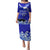 Personalised American Samoa Fautasi Race Puletasi Eagle With Polynesian Pattern LT14 Long Dress Blue - Polynesian Pride