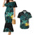 New Zealand Fantail Bird Couples Matching Mermaid Dress and Hawaiian Shirt Maori Piwakawaka Kowhai - Paua Shell Pattern