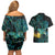 New Zealand Fantail Bird Couples Matching Off Shoulder Short Dress and Hawaiian Shirt Maori Piwakawaka Kowhai - Paua Shell Pattern