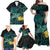 New Zealand Fantail Bird Family Matching Off Shoulder Maxi Dress and Hawaiian Shirt Maori Piwakawaka Kowhai - Paua Shell Pattern