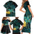 New Zealand Fantail Bird Family Matching Short Sleeve Bodycon Dress and Hawaiian Shirt Maori Piwakawaka Kowhai - Paua Shell Pattern