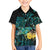 New Zealand Fantail Bird Kid Hawaiian Shirt Maori Piwakawaka Kowhai - Paua Shell Pattern