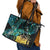 New Zealand Fantail Bird Leather Tote Bag Maori Piwakawaka Kowhai - Paua Shell Pattern