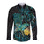 New Zealand Fantail Bird Long Sleeve Button Shirt Maori Piwakawaka Kowhai - Paua Shell Pattern