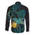 New Zealand Fantail Bird Long Sleeve Button Shirt Maori Piwakawaka Kowhai - Paua Shell Pattern