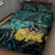 New Zealand Fantail Bird Quilt Bed Set Maori Piwakawaka Kowhai - Paua Shell Pattern