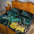 New Zealand Fantail Bird Quilt Bed Set Maori Piwakawaka Kowhai - Paua Shell Pattern