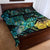 New Zealand Fantail Bird Quilt Bed Set Maori Piwakawaka Kowhai - Paua Shell Pattern