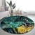 New Zealand Fantail Bird Round Carpet Maori Piwakawaka Kowhai - Paua Shell Pattern