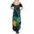 New Zealand Fantail Bird Summer Maxi Dress Maori Piwakawaka Kowhai - Paua Shell Pattern