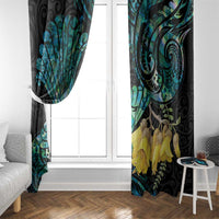 New Zealand Fantail Bird Window Curtain Maori Piwakawaka Kowhai - Paua Shell Pattern LT14 - Polynesian Pride