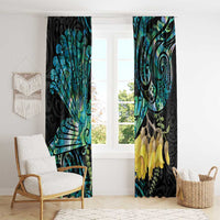 New Zealand Fantail Bird Window Curtain Maori Piwakawaka Kowhai - Paua Shell Pattern LT14 - Polynesian Pride