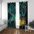 New Zealand Fantail Bird Window Curtain Maori Piwakawaka Kowhai - Paua Shell Pattern