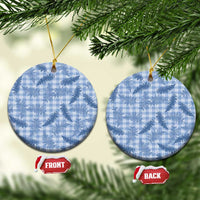 Blue Palaka Hawaii Palapalai Ceramic Ornament Hawaiian Fern LT14 Circle Blue - Polynesian Pride