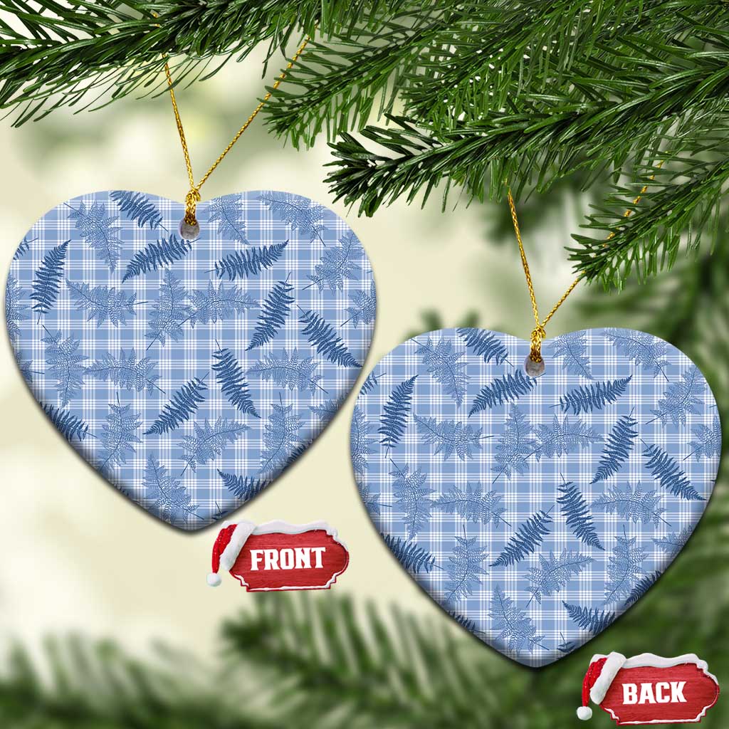 Blue Palaka Hawaii Palapalai Ceramic Ornament Hawaiian Fern LT14 Heart Blue - Polynesian Pride