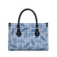 Blue Palaka Hawaii Palapalai Leather Bag Hawaiian Fern LT14 - Polynesian Pride
