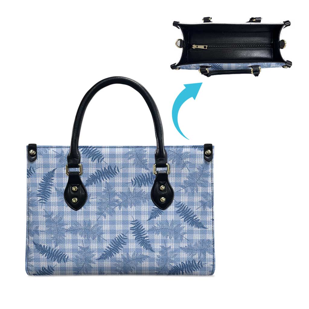 Blue Palaka Hawaii Palapalai Leather Bag Hawaiian Fern LT14 - Polynesian Pride