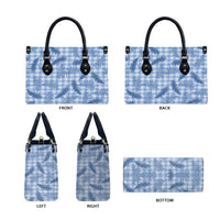Blue Palaka Hawaii Palapalai Leather Bag Hawaiian Fern LT14 - Polynesian Pride