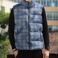 Blue Palaka Hawaii Palapalai Sleeveless Puffer Jacket Hawaiian Fern LT14 - Polynesian Pride