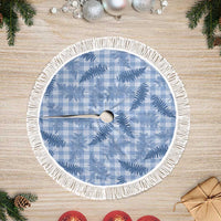 Blue Palaka Hawaii Palapalai Tree Skirt Hawaiian Fern LT14 Fringed Blue - Polynesian Pride