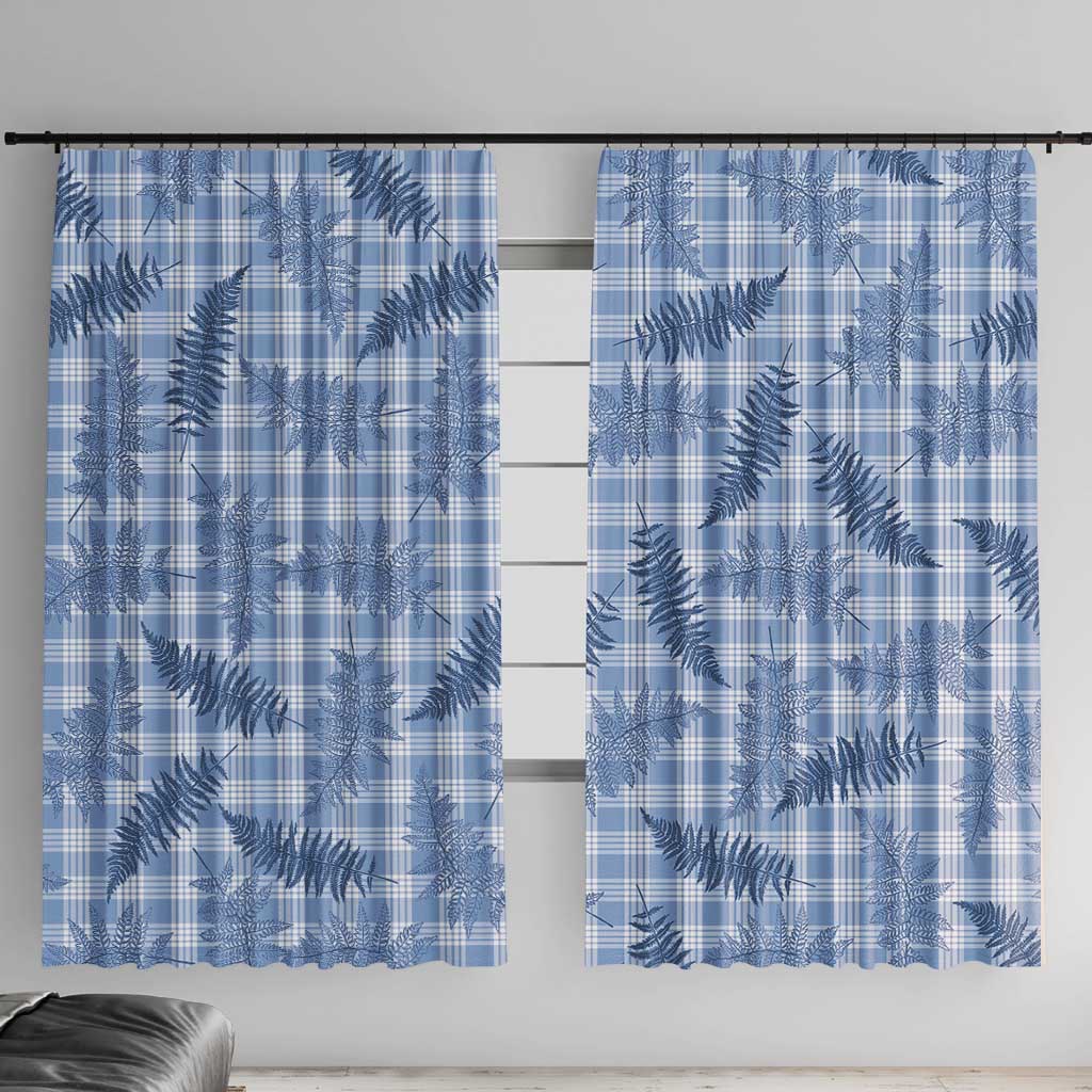Blue Palaka Hawaii Palapalai Window Curtain Hawaiian Fern LT14 With Hooks Blue - Polynesian Pride