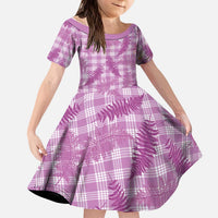 Pink Palaka Hawaii Palapalai Kid Short Sleeve Dress Hawaiian Fern LT14 KID Pink - Polynesian Pride